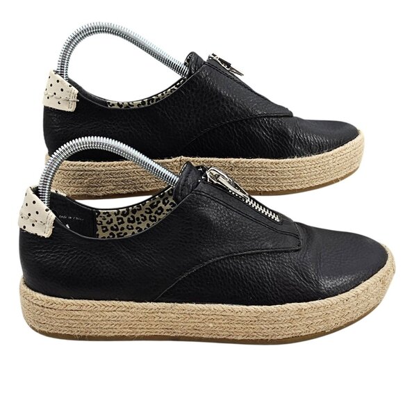 Dolce Vita Womens 9.5 Trae Leather Zipper Espadrille Sneakers Black - Picture 1 of 12